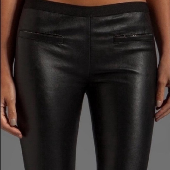 MILLY Shimmer Lambskin Leather
Raw Hem Pants - Picture 2 of 10
